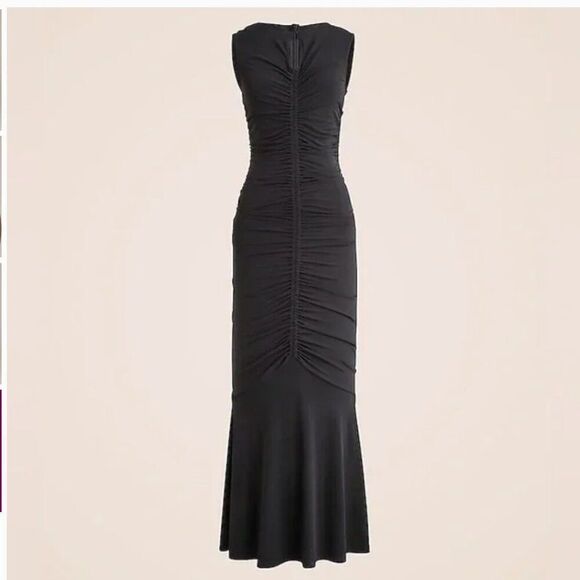 J. Crew Ci890 Black Ruched Center-seam Dress In Matte Jersey For Women  size med - Picture 4 of 10